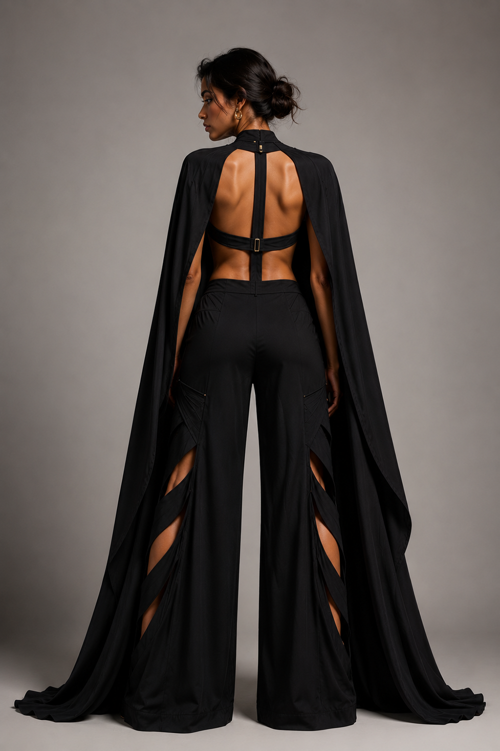 Black Premium Lycra Co-Ord Set with Cut-Out Corset Secondary image