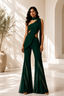 Emerald Green Premium Lycra One-Shoulder Designer Co-Ord Set