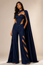Navy Blue Premium Lycra Sleeveless Cape Co-Ord Set