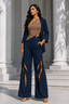 Mocha & Midnight Blue Premium Lycra Designer Co-Ord Set