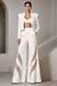 White Lycra Three-Piece Co-Ord Set with Cropped Blazer, Bralette