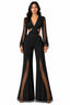 Black Elegant Deep V-Neck Flared Jumpsuit