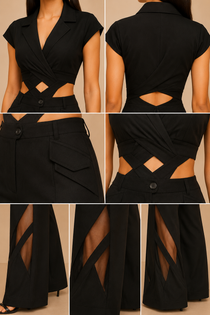 Luxury Black Wrap Corset Top with Structured Fit