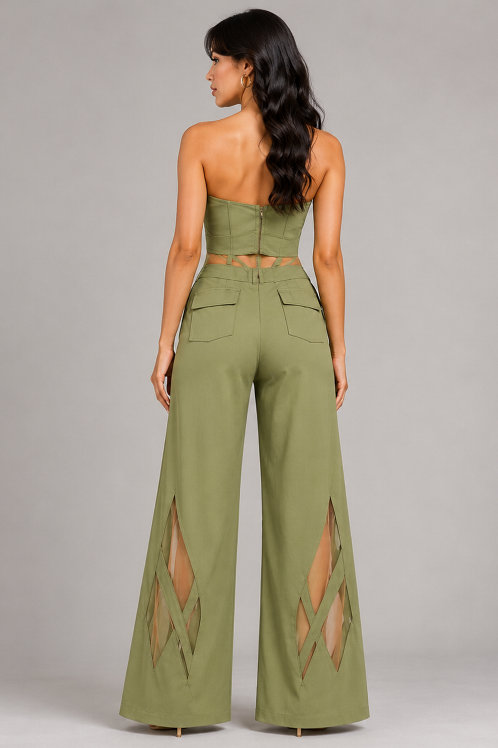 Matcha Green Twist Bandeau Corset Top for Women Secondary image