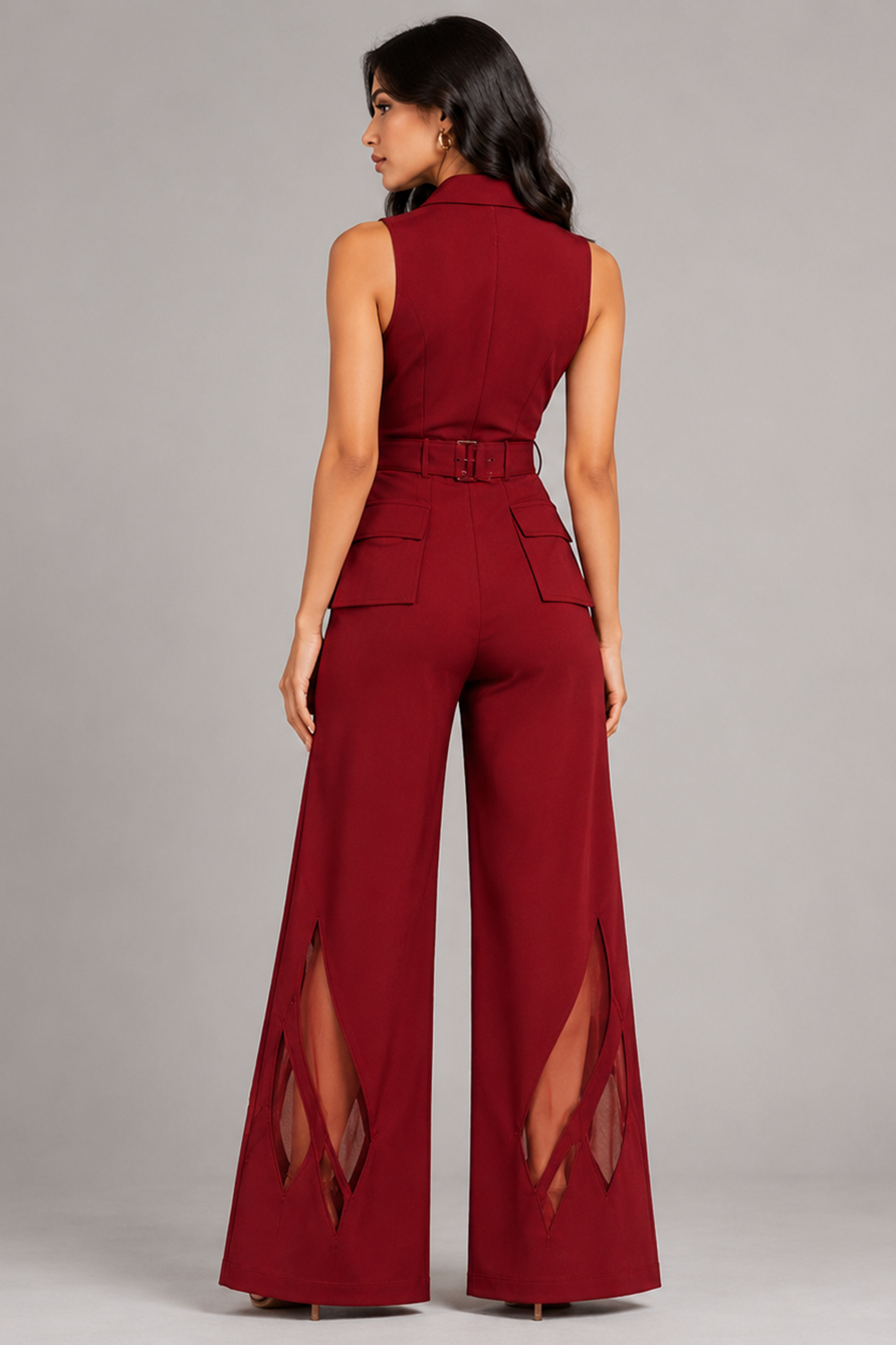 Wine Berry Corset Vest with Belt Secondary image